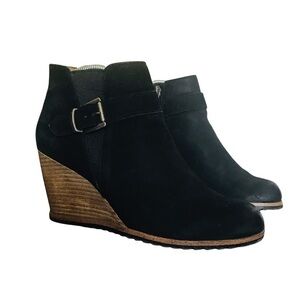 Caslon black Addison‎ Lea wedge leather booties size 8